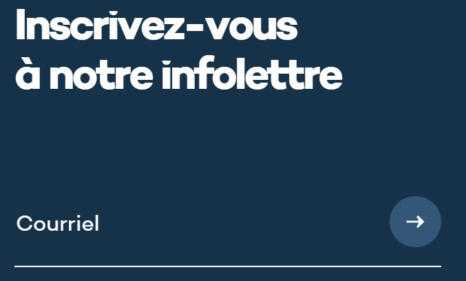 Bon exemple de contraste sur le formulaire web d'inscription à l'infolettre sur le site de Québec Bio