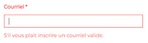 Message d'erreur trop vague, mais bonne utilisation de la couleur dans un formulaire web